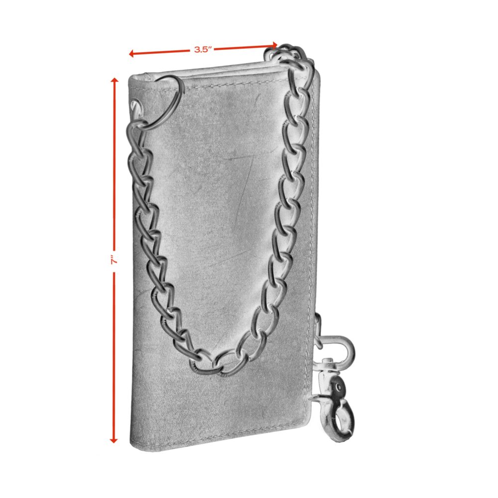 BWC234 Brown Long Bi-Fold Biker Leather Chain Wallet - Image 6