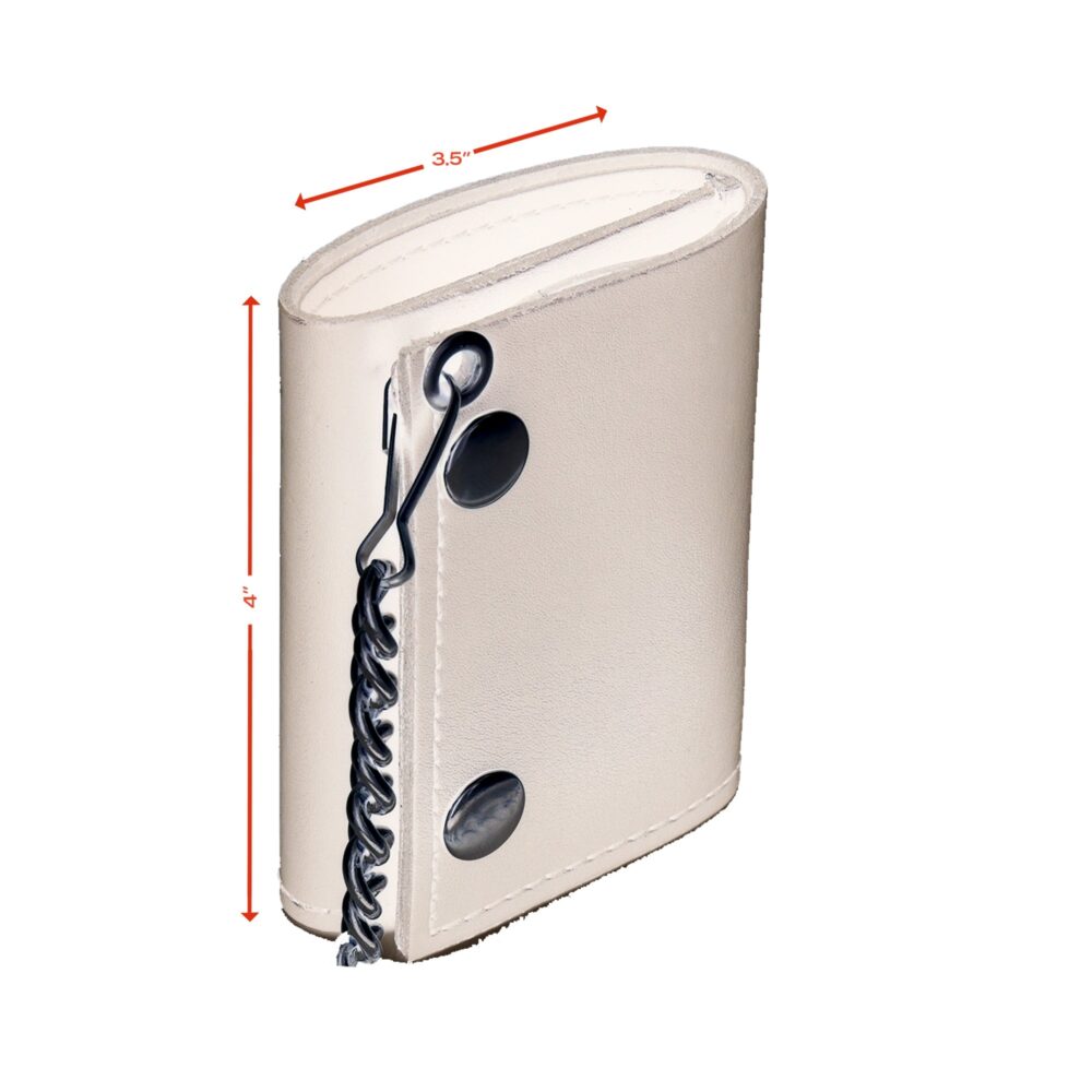 BWC235 Black Tri-Fold Genuine Leather Wallet with Chain - Image 6