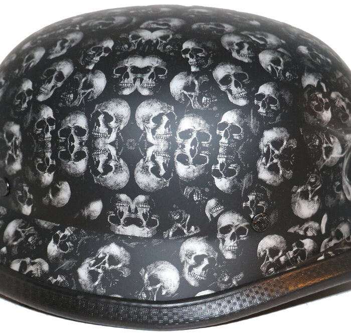 H80 Novelty German Grey Skull Flat Black - Non DOT