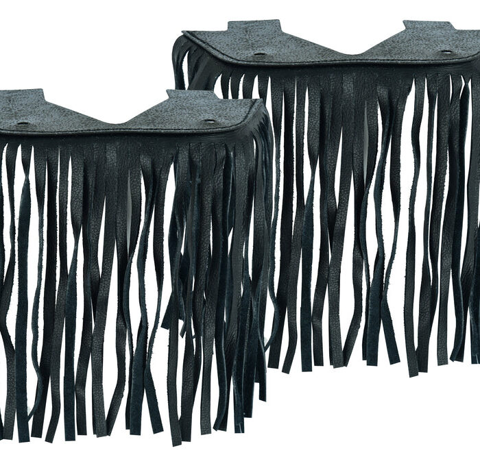 B1004 Black Leather Floor Boards with Fringe - Small