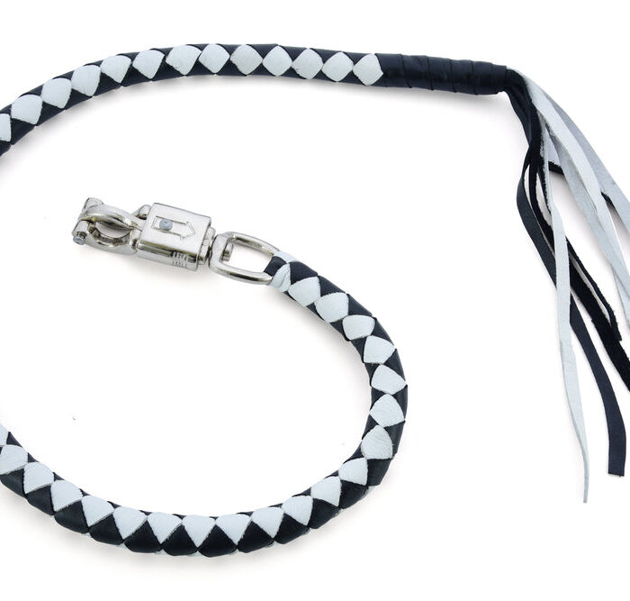 GBW204 Leather Biker Whip-White/Black