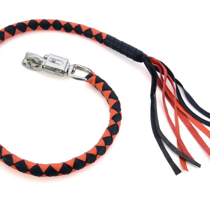 GBW202 Leather Biker Whip-Orange/Black