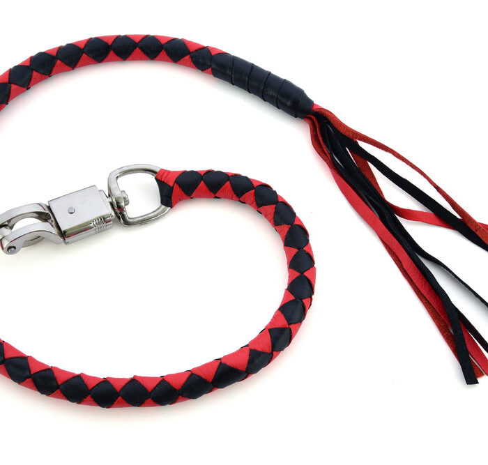GBW203 Leather Biker Whip-Red/Black