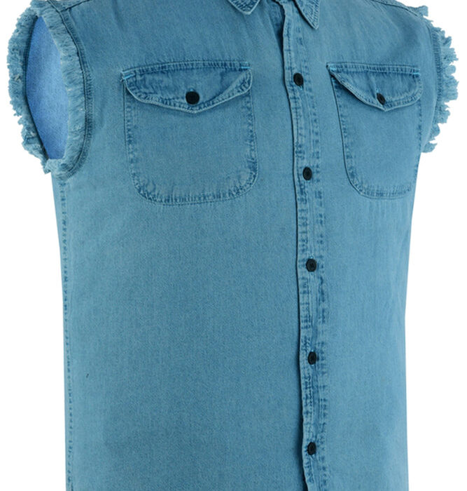 DM6002 Men's Blue Lightweight Sleeveless Denim Shirt